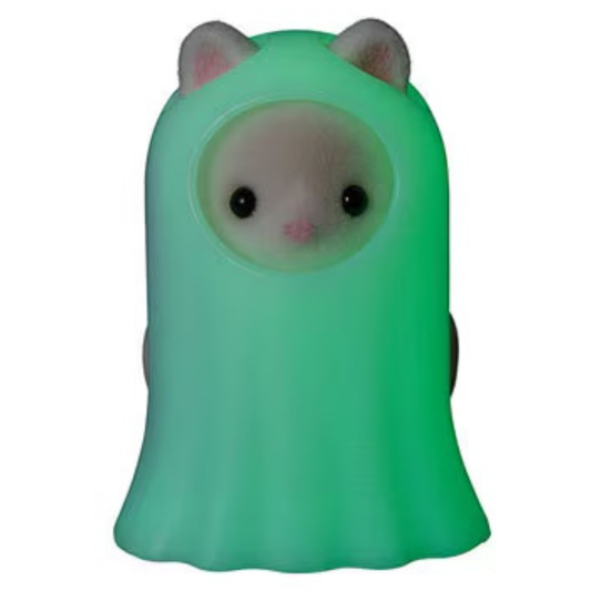 Calico Critters Silk Cat Baby in Glow-in-the-Dark Ghost Costume - Rare Find