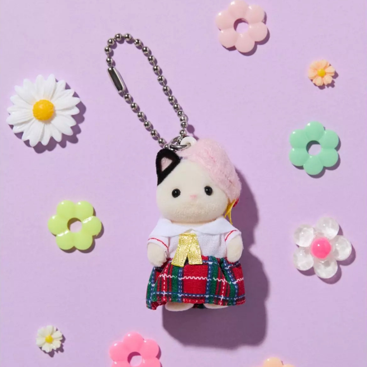 Calico Critters School Girl Tuxedo Cat Baby Keychain