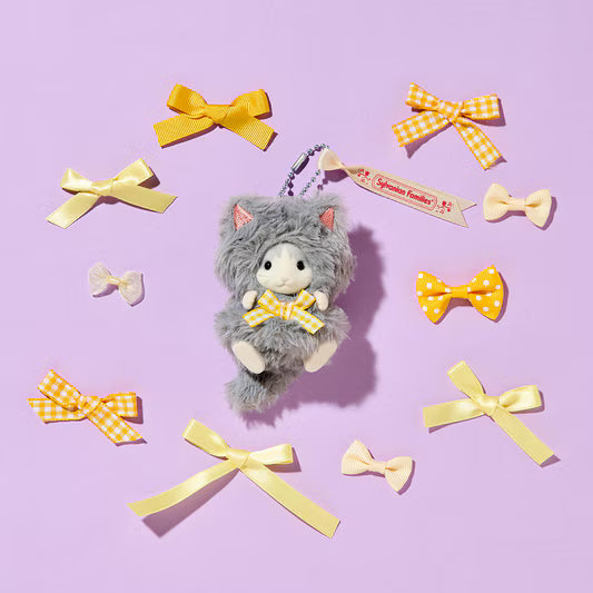Curly Ear Cat Girl in Cat Costume Keychain Sylvanian Families - Japan Import -