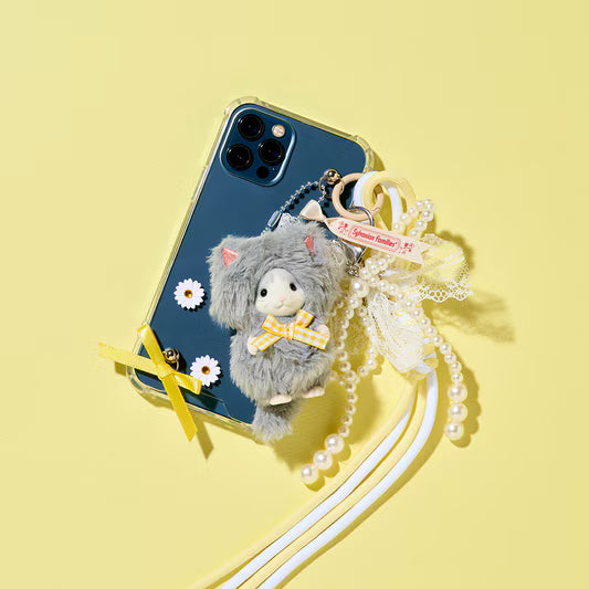 Curly Ear Cat Girl in Cat Costume Keychain Sylvanian Families - Japan Import -