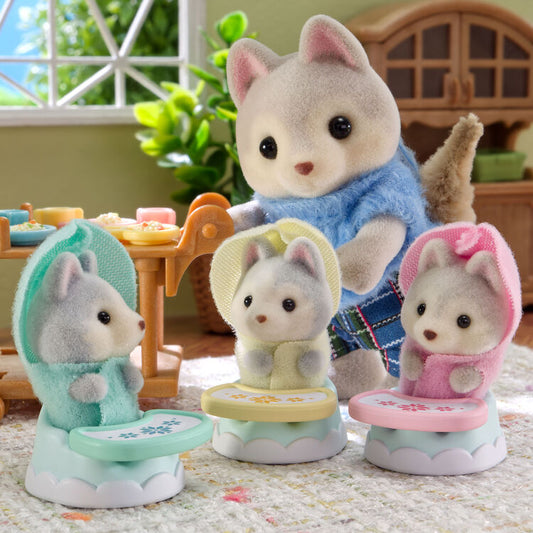 Sylvanian Families Husky Triplets Baby Chair Set - Japan Exclusive