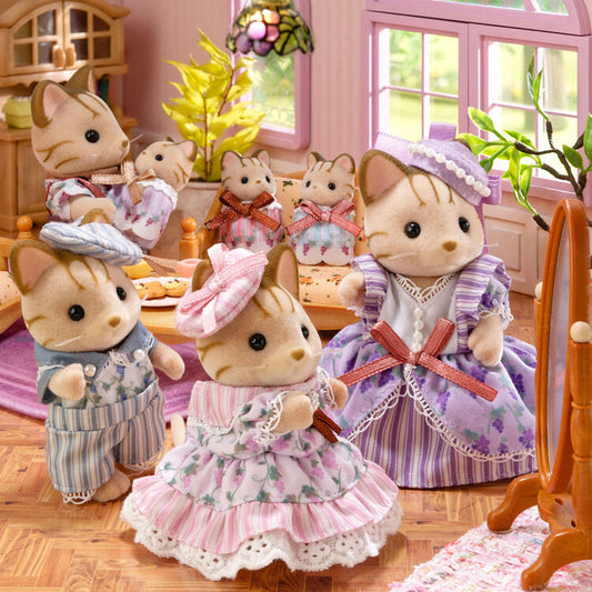 Sylvanian Families Striped Cat Family Elegant Set - Japan Exclusive