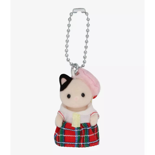Calico Critters School Girl Tuxedo Cat Baby Keychain